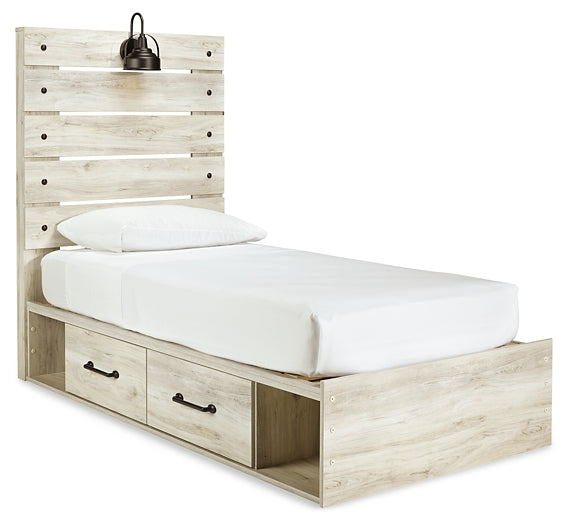 Cambeck Twin Panel Bed with 4 Storage Drawers with Mirrored Dresser Royal Furniture