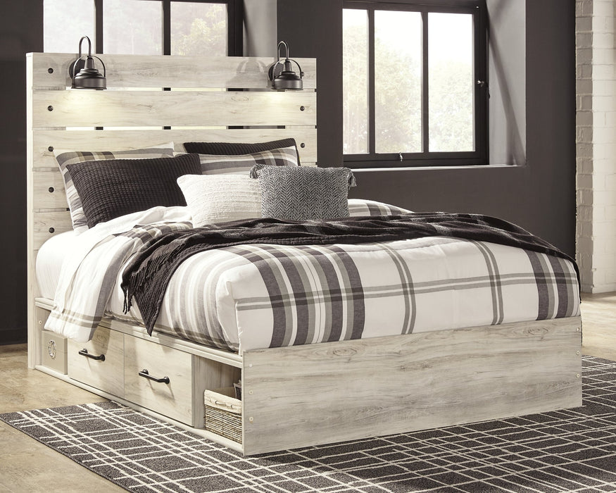 Cambeck Twin Panel Bed with 4 Storage Drawers with Mirrored Dresser and Chest Royal Furniture