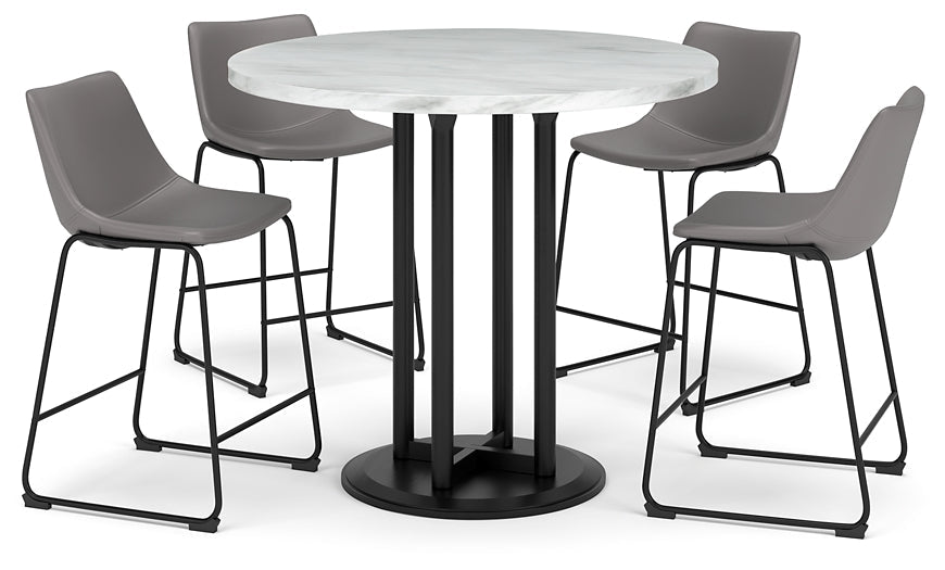 Centiar Counter Height Dining Table and 4 Barstools Royal Furniture