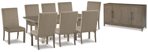 Chrestner Dining Table and 8 Chairs with Storage Royal Furniture