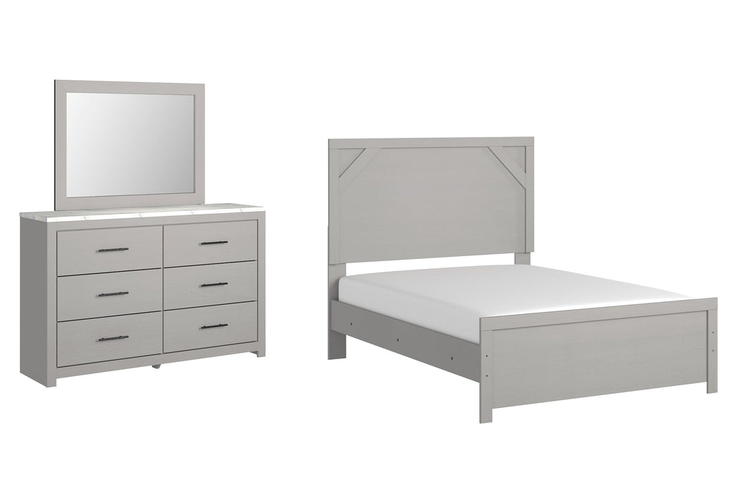 Cottonburg Full Panel Bed with Mirrored Dresser Royal Furniture