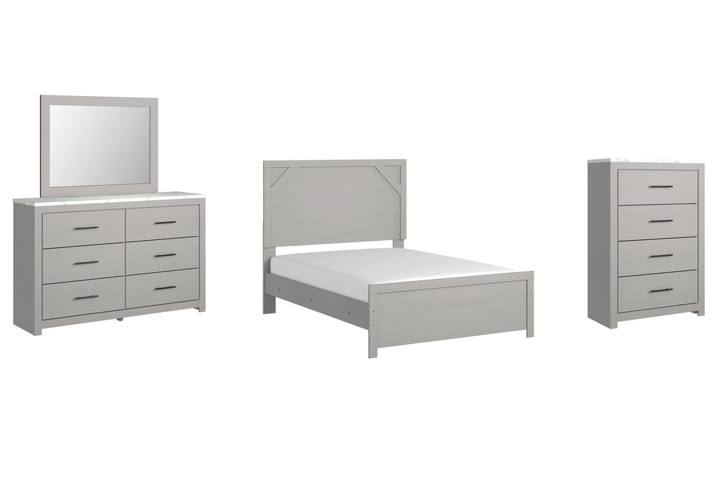 Cottonburg Full Panel Bed with Mirrored Dresser and Chest Royal Furniture