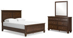 Danabrin Queen Panel Bed with Mirrored Dresser Royal Furniture