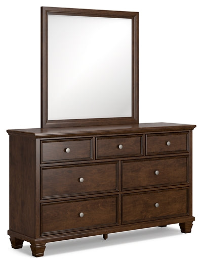 Danabrin Queen Panel Bed with Mirrored Dresser Royal Furniture