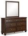 Danabrin Queen Panel Bed with Mirrored Dresser Royal Furniture