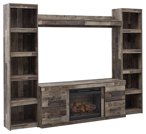 Derekson 4-Piece Entertainment Center with Electric Fireplace Royal Furniture