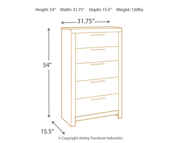 Derekson Five Drawer Chest Royal Furniture