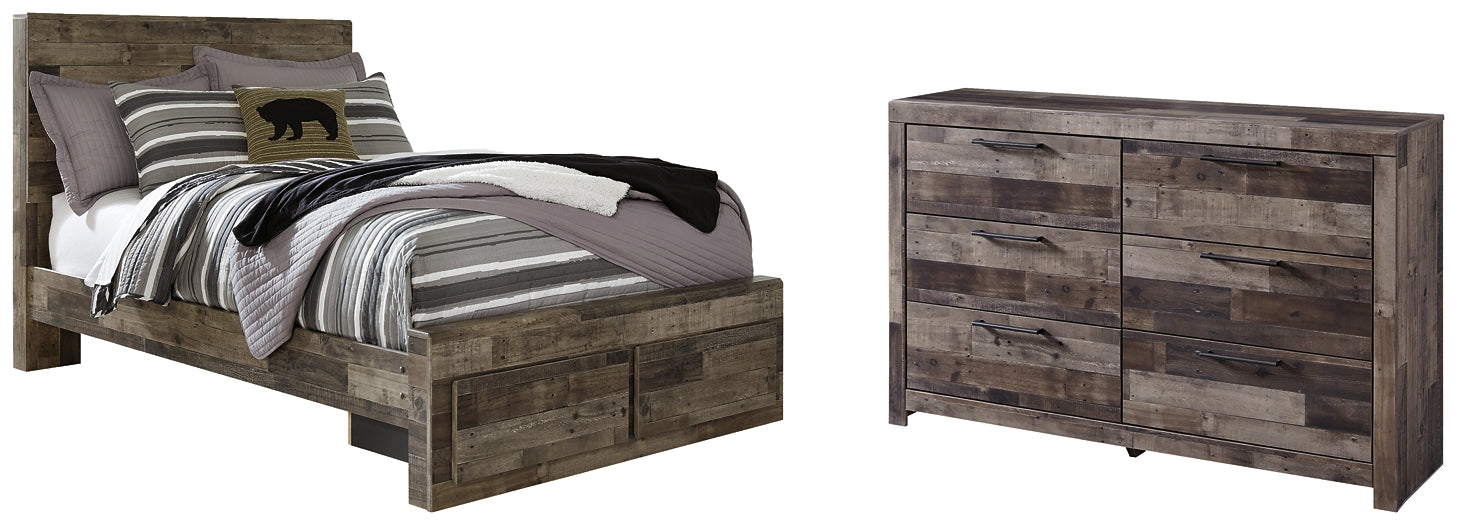 Derekson Full Panel Bed with 2 Storage Drawers with Dresser Royal Furniture