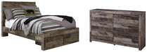 Derekson Full Panel Bed with 2 Storage Drawers with Dresser Royal Furniture