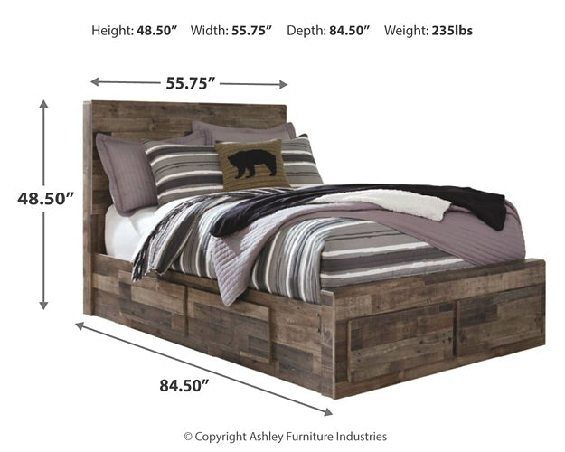 Derekson Full Panel Bed with 6 Storage Drawers with Mirrored Dresser, Chest and Nightstand Royal Furniture