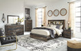 Drystan Queen/Full Bookcase Headboard with Mirrored Dresser, Chest and 2 Nightstands Royal Furniture