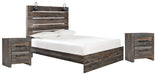 Drystan Queen Panel Bed with 2 Nightstands Royal Furniture