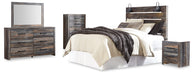 Drystan Queen Panel Headboard with Mirrored Dresser, Chest and Nightstand Royal Furniture