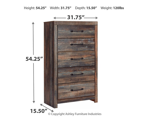 Drystan Queen Panel Headboard with Mirrored Dresser and Chest Royal Furniture