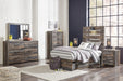 Drystan Twin Panel Headboard with Mirrored Dresser, Chest and Nightstand Royal Furniture