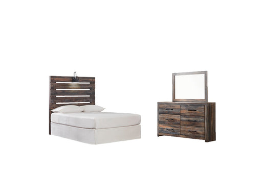 Drystan Twin Panel Headboard with Mirrored Dresser Royal Furniture