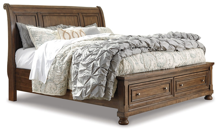 Flynnter Queen Sleigh Bed with 2 Storage Drawers with Dresser with Dresser Royal Furniture