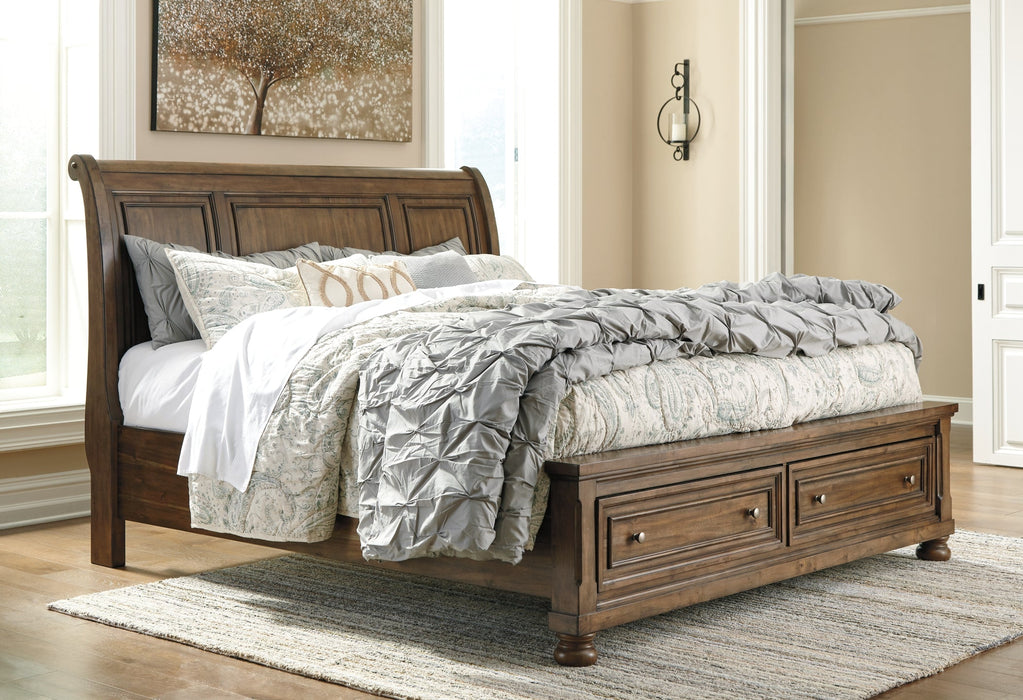 Flynnter Queen Sleigh Bed with 2 Storage Drawers with Dresser with Dresser Royal Furniture