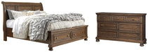 Flynnter Queen Sleigh Bed with 2 Storage Drawers with Dresser with Dresser Royal Furniture