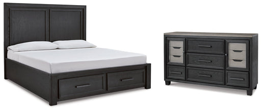 Foyland California King Panel Storage Bed with Dresser Royal Furniture