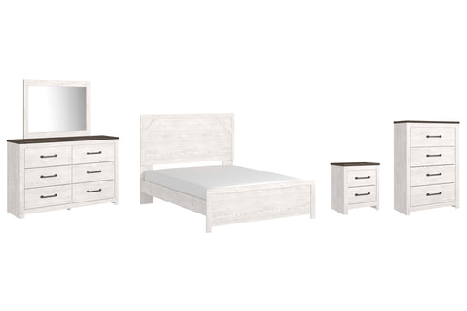 Gerridan Queen Panel Bed with Mirrored Dresser, Chest and Nightstand Royal Furniture