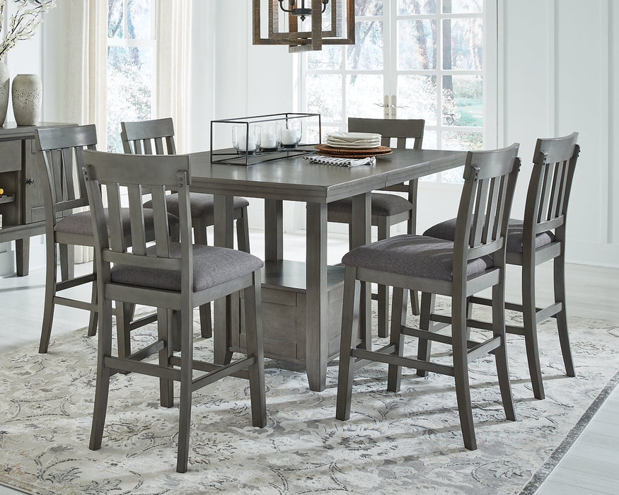 Hallanden Counter Height Dining Table and 6 Barstools Royal Furniture