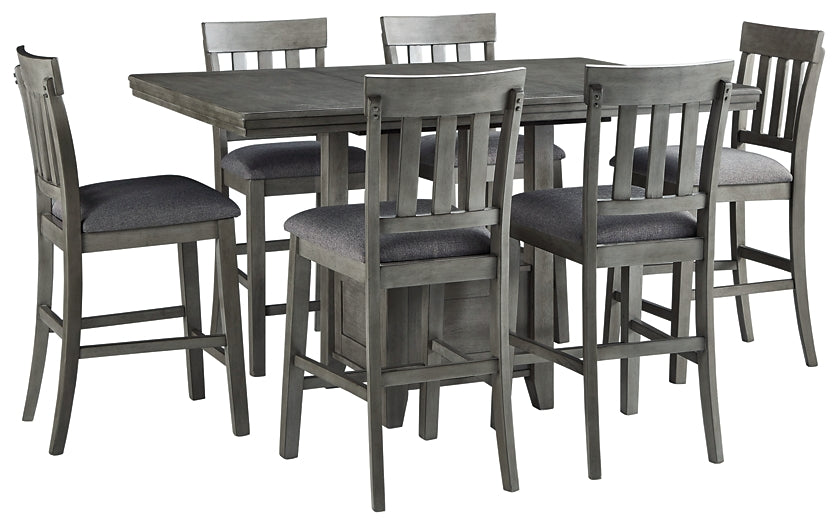 Hallanden Counter Height Dining Table and 6 Barstools Royal Furniture