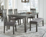 Hallanden Dining Table and 4 Chairs and Bench Royal Furniture