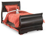 Huey Vineyard Full Sleigh Bed with Mirrored Dresser, Chest and 2 Nightstands Royal Furniture