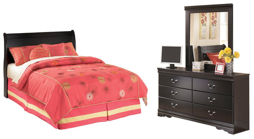 Huey Vineyard Full Sleigh Headboard with Mirrored Dresser Royal Furniture