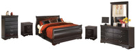 Huey Vineyard Queen Sleigh Bed with Mirrored Dresser, Chest and 2 Nightstands Royal Furniture