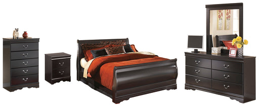 Huey Vineyard Queen Sleigh Bed with Mirrored Dresser, Chest and Nightstand Royal Furniture