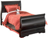 Huey Vineyard Twin Sleigh Bed with Mirrored Dresser, Chest and 2 Nightstands Royal Furniture