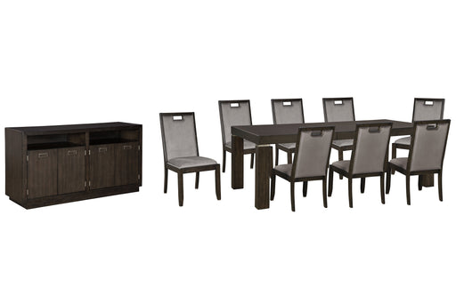 Hyndell Dining Table and 8 Chairs with Storage Royal Furniture