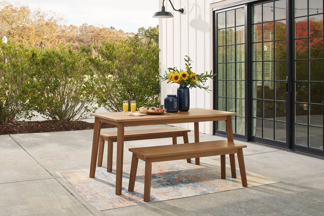 Janiyah Outdoor Dining Table and 2 Benches Royal Furniture