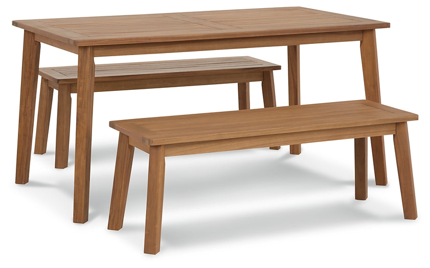 Janiyah Outdoor Dining Table and 2 Benches Royal Furniture