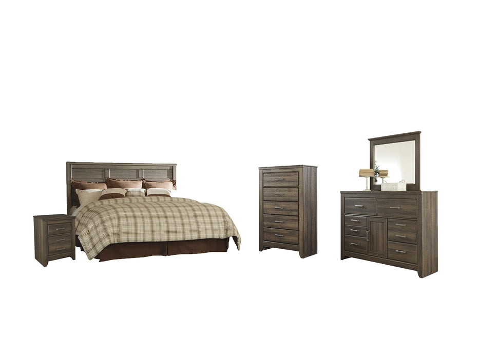 Juararo King/California King Panel Headboard with Mirrored Dresser, Chest and Nightstand Royal Furniture