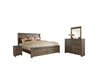 Juararo King Panel Bed with Mirrored Dresser and 2 Nightstands Royal Furniture