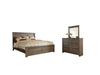 Juararo Queen Panel Bed with Mirrored Dresser Royal Furniture