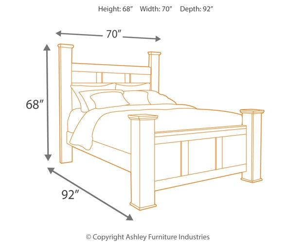 Juararo Queen Poster Bed with Mirrored Dresser Royal Furniture