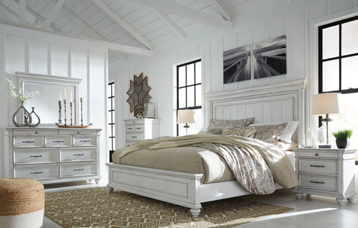 Kanwyn King Panel Bed with Mirrored Dresser, Chest and 2 Nightstands Royal Furniture