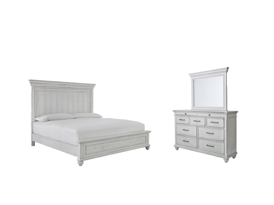 Kanwyn King Panel Bed with Mirrored Dresser Royal Furniture