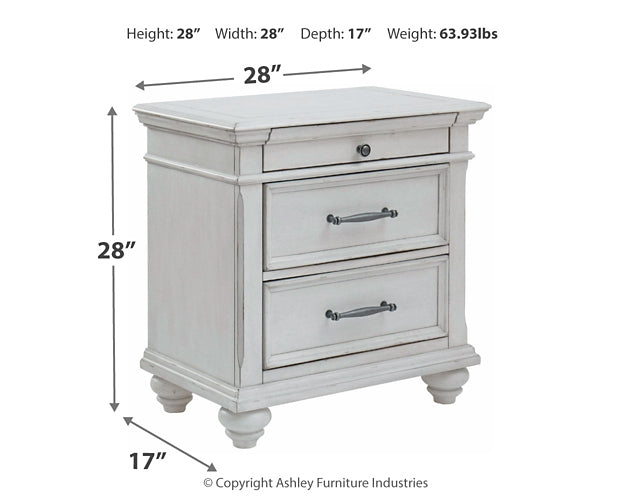 Kanwyn King Panel Bed with Storage with Mirrored Dresser, Chest and 2 Nightstands Royal Furniture