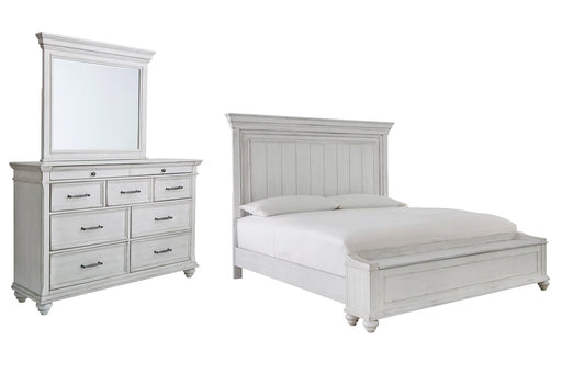 Kanwyn King Panel Bed with Storage with Mirrored Dresser Royal Furniture