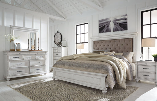 Kanwyn Queen Panel Bed with Mirrored Dresser, Chest and Nightstand Royal Furniture