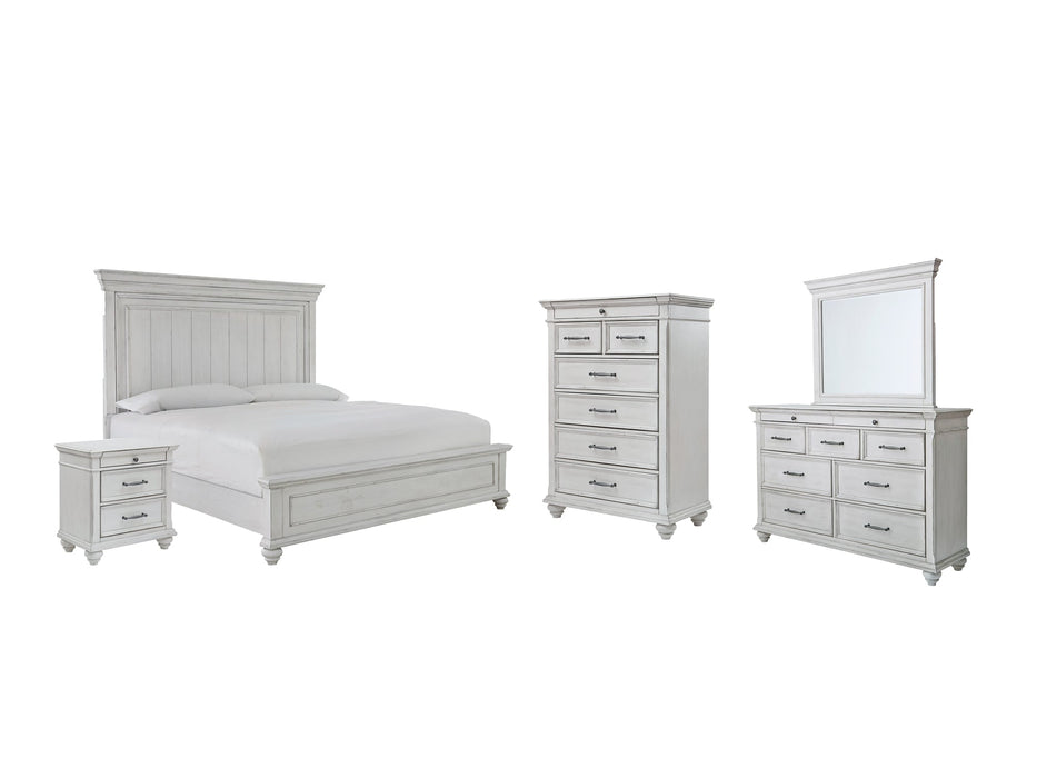 Kanwyn Queen Panel Bed with Mirrored Dresser, Chest and Nightstand Royal Furniture