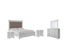 Kanwyn Queen Panel Bed with Mirrored Dresser and 2 Nightstands Royal Furniture