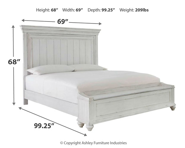 Kanwyn Queen Panel Bed with Storage with Mirrored Dresser, Chest and 2 Nightstands Royal Furniture