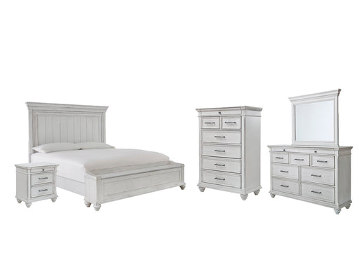 Kanwyn Queen Panel Bed with Storage with Mirrored Dresser, Chest and Nightstand Royal Furniture