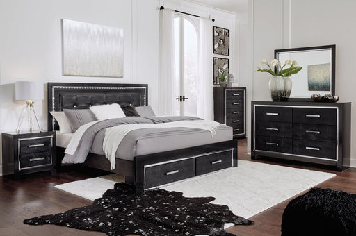 Kaydell King Panel Bed with Storage with Mirrored Dresser, Chest and Nightstand Royal Furniture